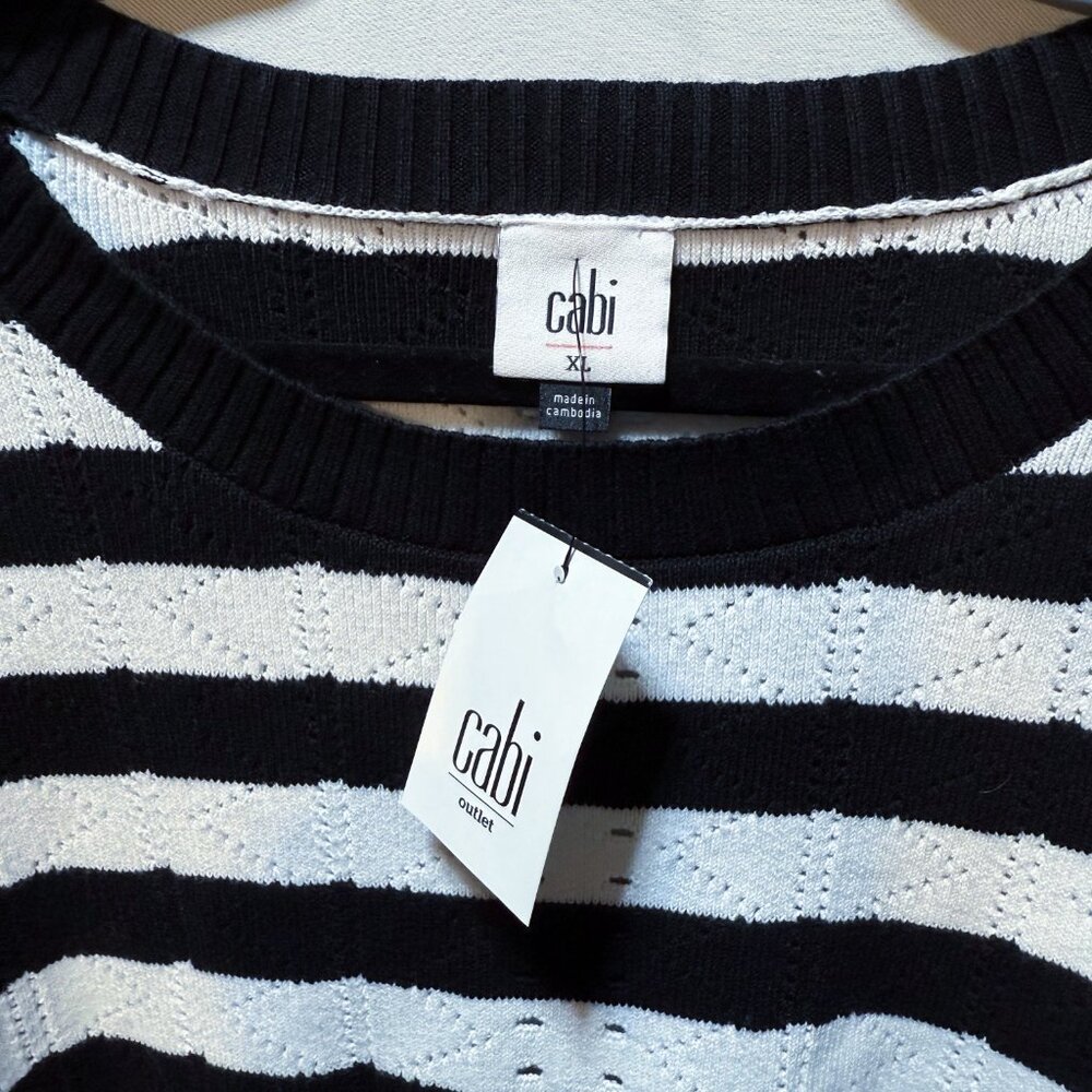 CAbi Runaway pullover #5832 Navy White Stripe sz XL New! - Picture 4 of 7
